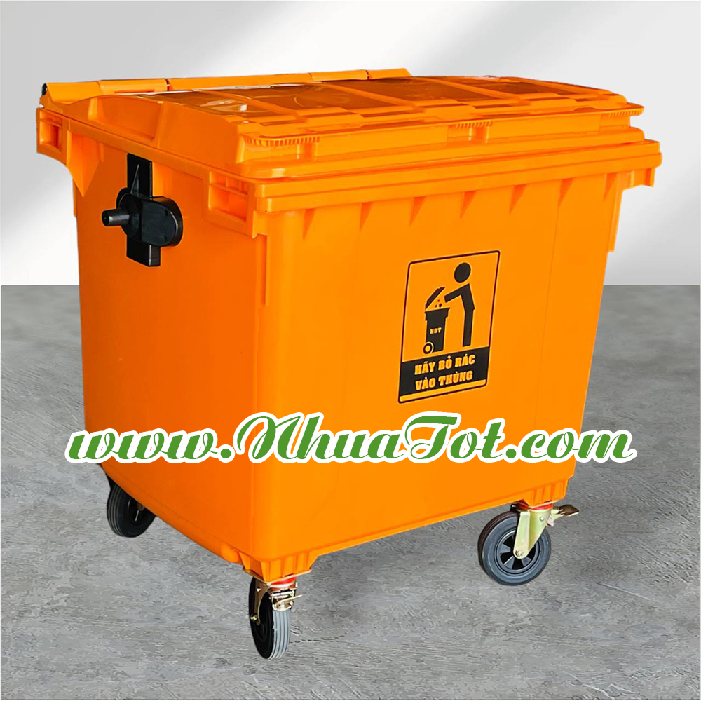 Thùng rác 1100 lít nhựa HDPE - Màu Cam Thùng rác 1100 lít nhựa HDPE - Màu Cam